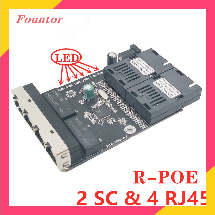 10/100M Rpoe 2SC 4RJ45 Optical PCBA Media Converter Board 2Port FO 4 Port LAN 2FO 4LAN Media Converter