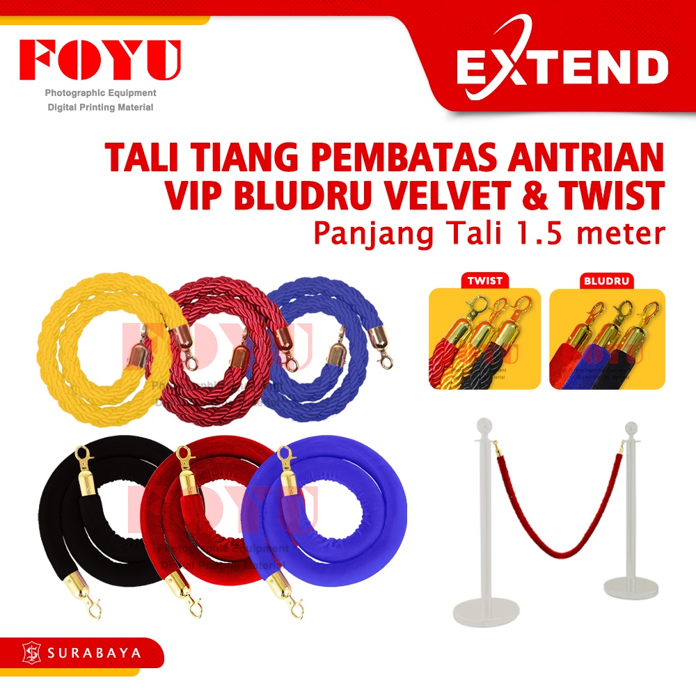 

Tali Tiang Antrian Antrean VIP Bludru Velvet Twist Queue Line Pole Railing Stand Extend