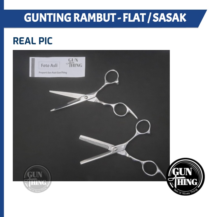 Gunting Rambut Full Stainless Steel Model Flat - Lurus / Model Sasak