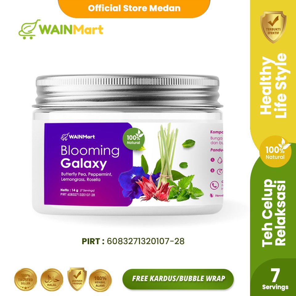 Teh Bunga Relaksasi Herbal Morning Tea Antioksidan Anti Insomnia dan Gangguan Pencernaan Blooming Galaxy Sunset Blossom