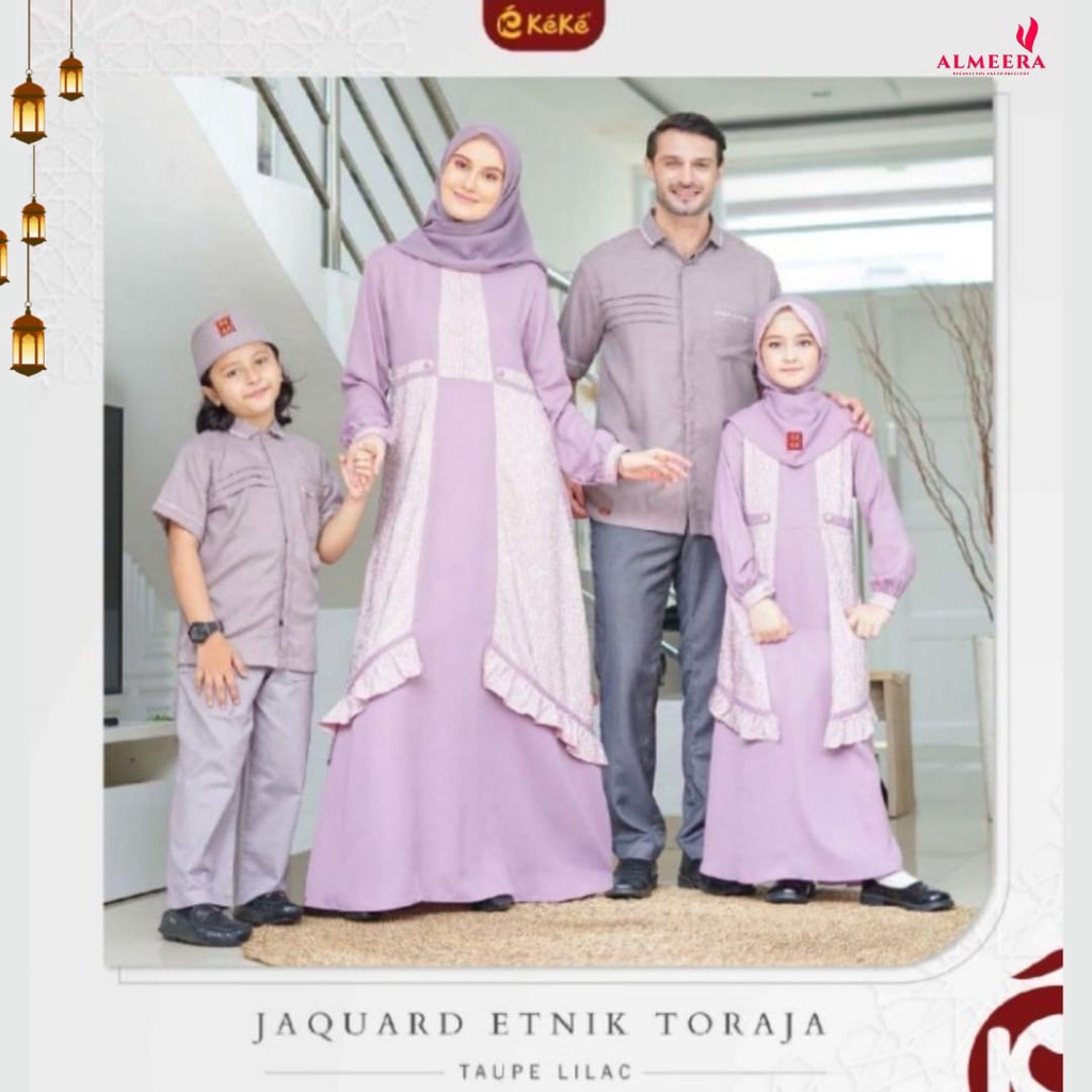 Baju Couple Keluarga/Baju Seragam Keluarga Terbaru/Seragam Kondangan Muslim Jaguard Toraja Lilac by 