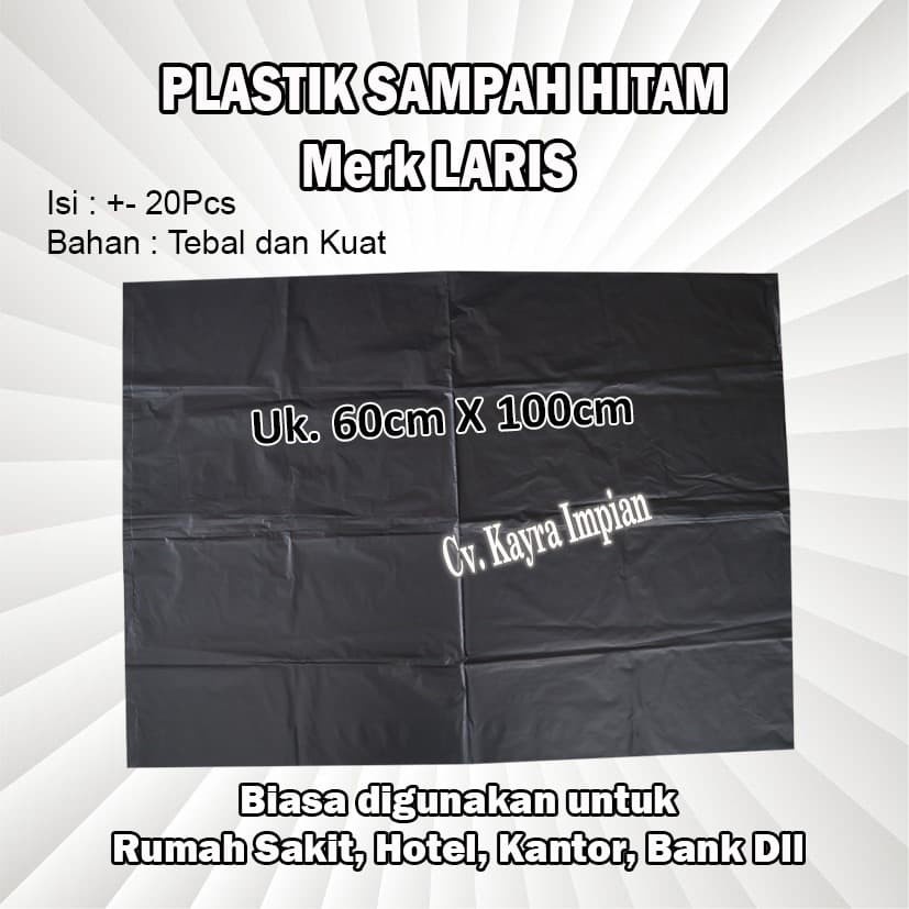 Plastik Sampah Laris/Trash Bag/ Plastik Hitam/Kantong Plastik Sampah 60X100