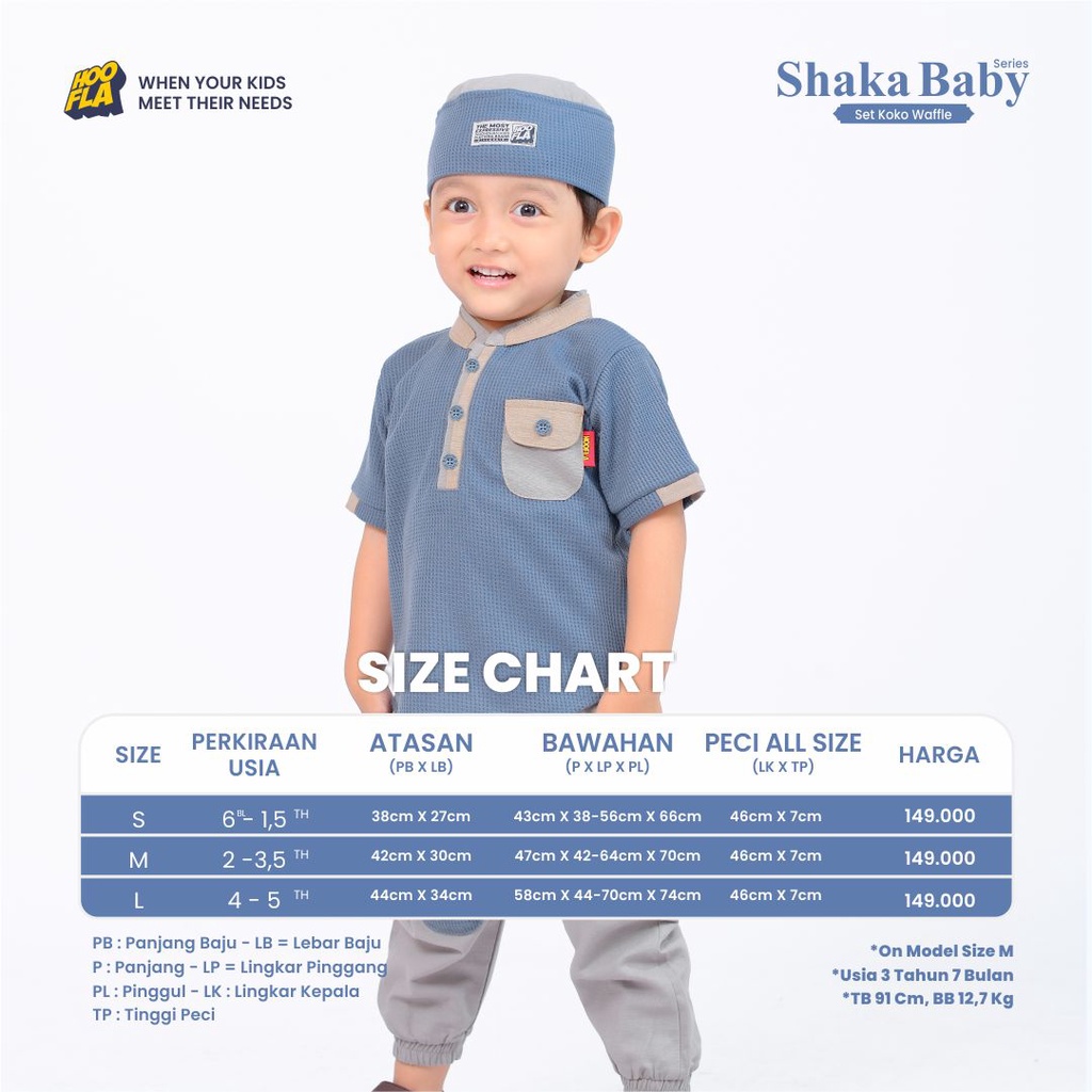 Hoofla Kids - Baju Setelan Koko Anak Bayi Laki Laki Terbaru Free Peci Set Shaka Baby Series Usia 6 Bulan Sampai 5 Tahun