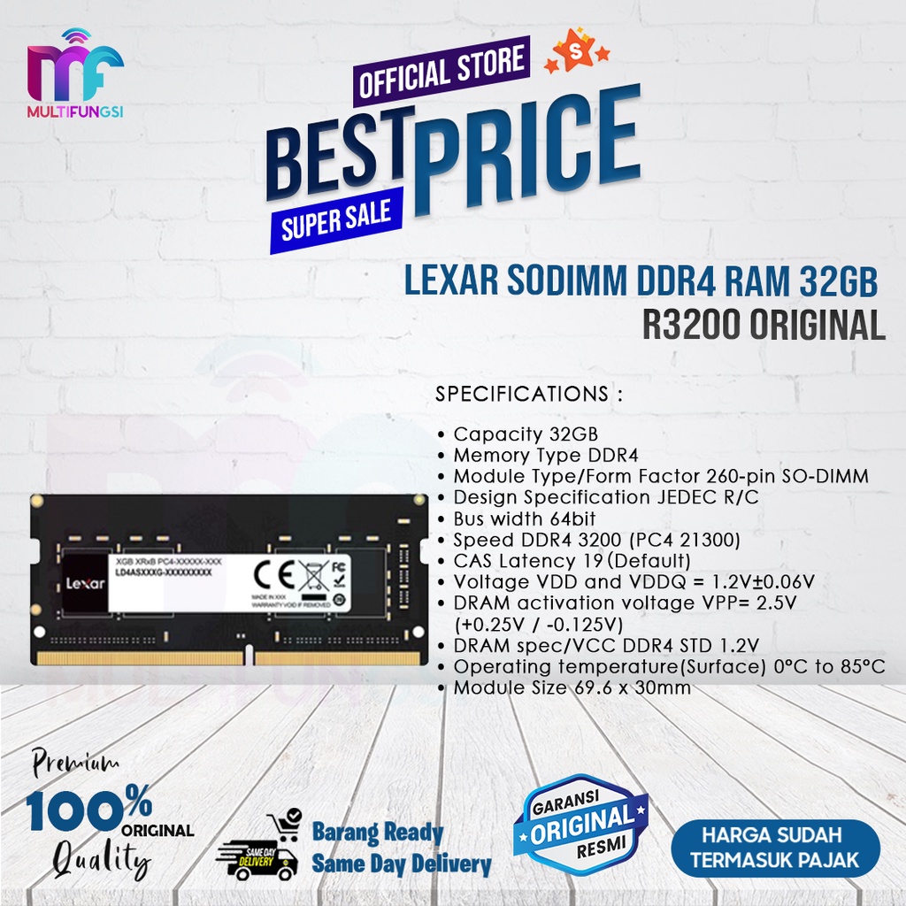 Lexar SODIMM DDR4 RAM 32GB - R3200 Original