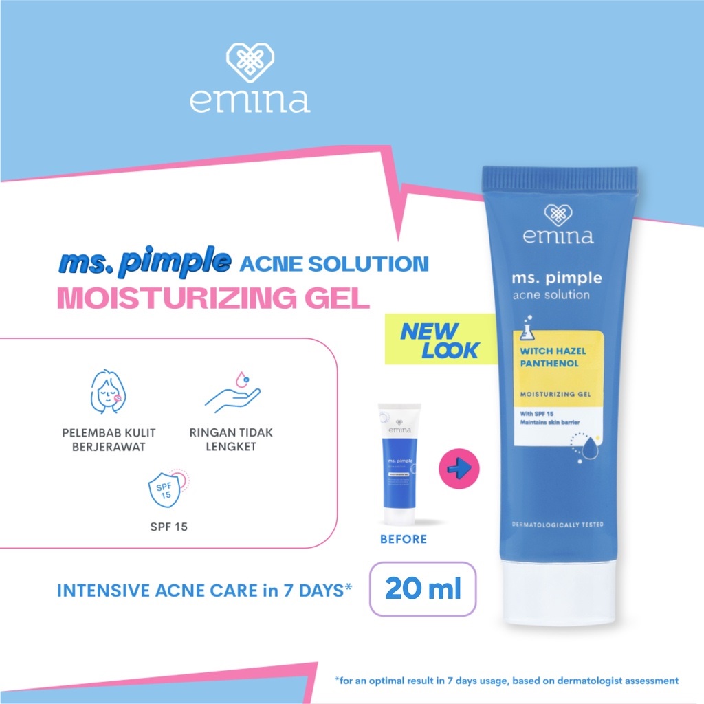 EMINA Ms Pimple Acne Solution Series | Emina Face Wash Toner Moisturizing Gel Spot Loose Powder