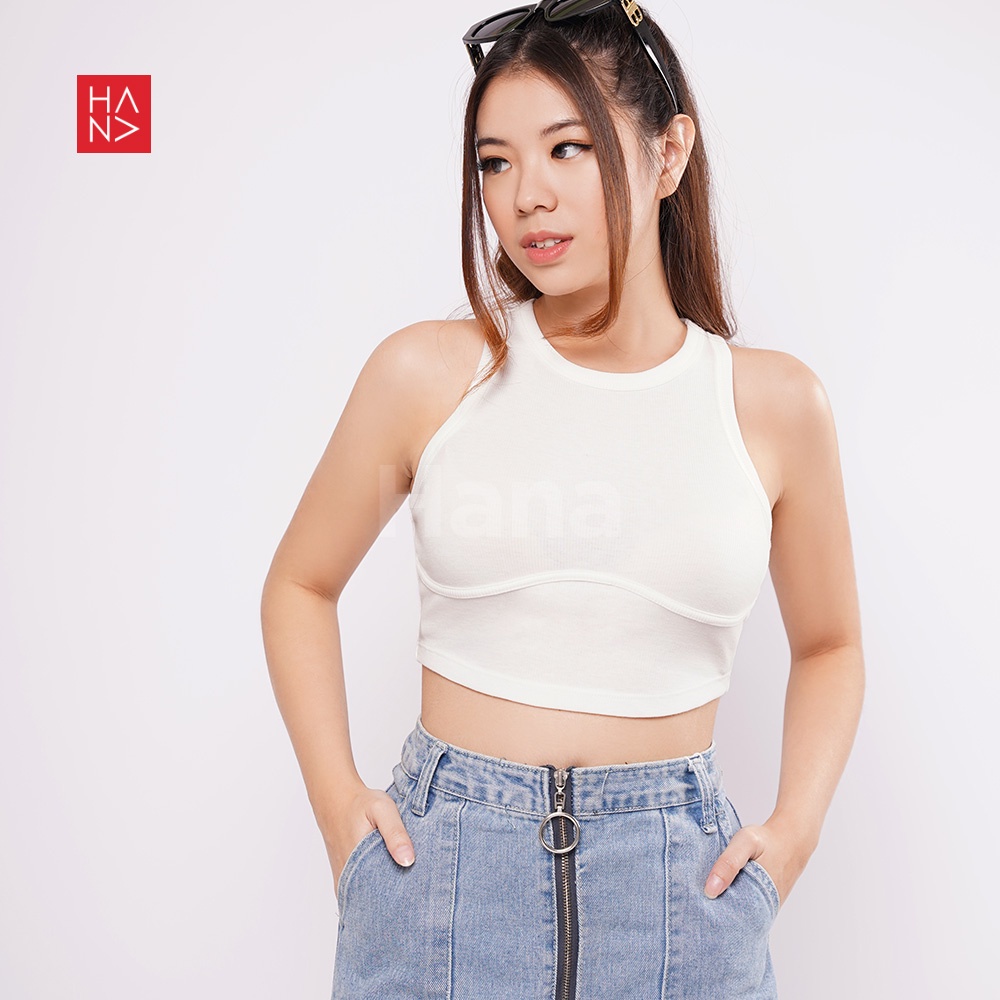 Hana Fashion - Raline Rib Crop Tank Top Wanita - TT259