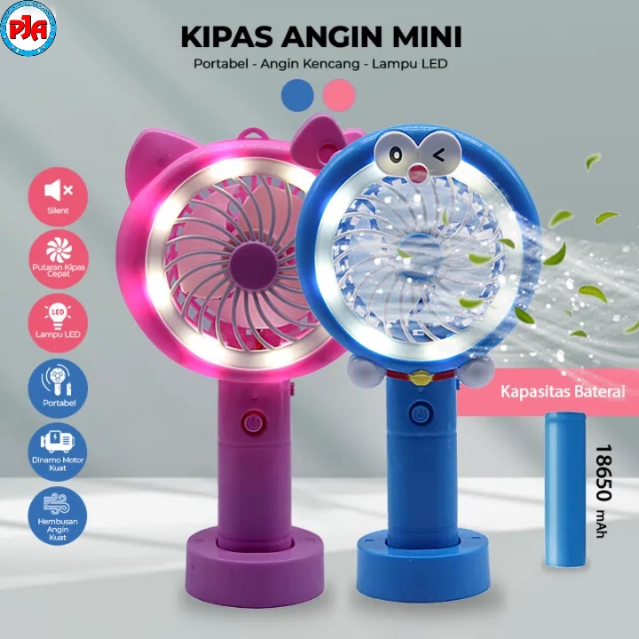 Kipas Angin Portable Mini Karakter Kipas Angin Genggam LED Usb Cas Fan Lucu Unik Doraemon Hellokitty