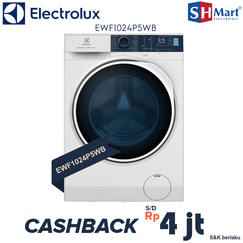 PROMOO !! MESIN CUCI FRONT LOADING ELECTROLUX KAPASITAS 10 KG EWF1024P5WB WASHER ELECTROLUX INVERTER GARANSI RESMI