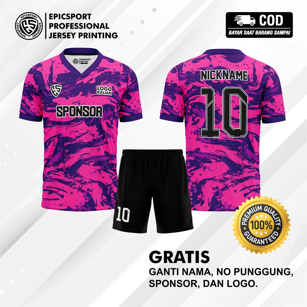 JERSEY FUTSAL UNGU SETELAN FULLPRINTING CUSTOM / JERSEY TEAM BOLA, JERSEY BERKUALITAS MURAH / JERSEY