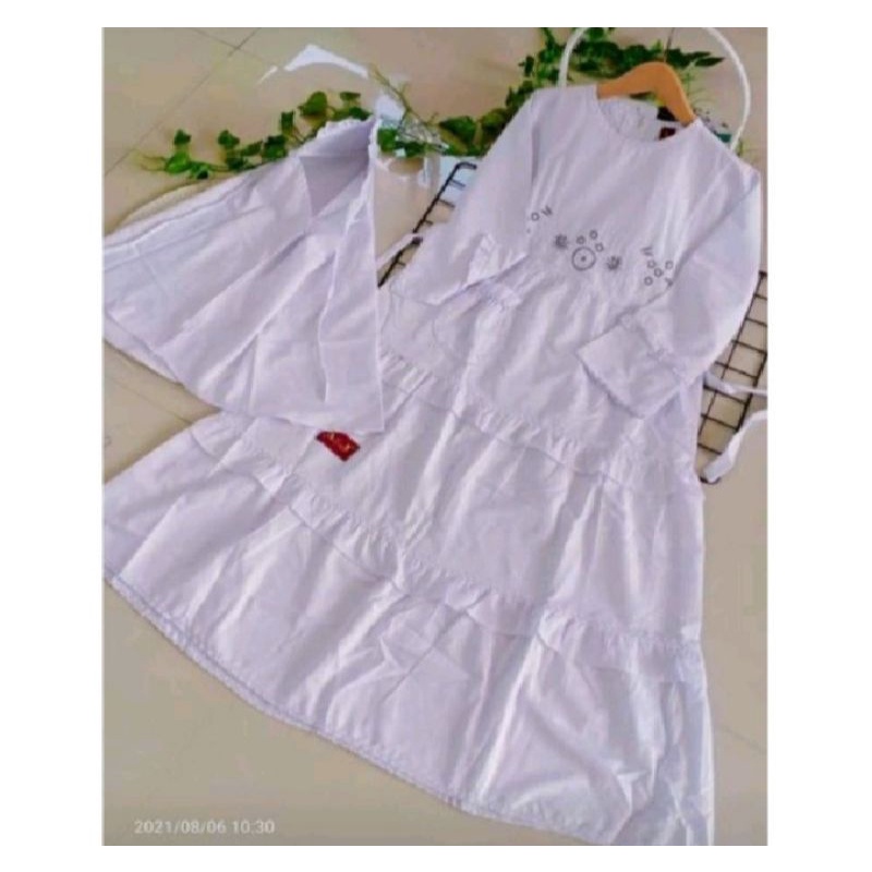 gamis putih canda Bordir/gamis anak putih manasik/gamis anak putih TK/SD