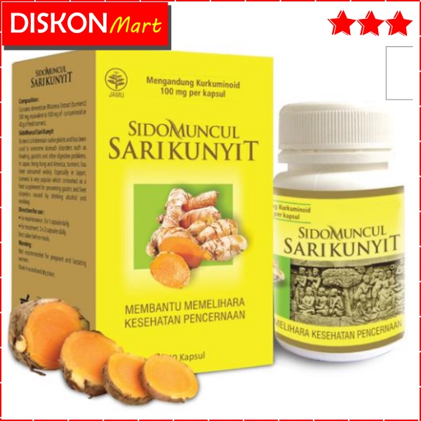 KAPSUL SARI KUNYIT SIDOMUNCUL 50 KAPSUL JAMU OBAT HERBAL MAAG KRONIS AKUT KUNYIT KAPSUL MAAG ASAM LA