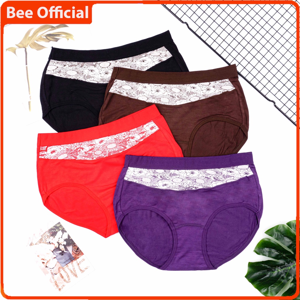 BEE - Celana Dalam Wanita Premium Quality Cd Undies Mid Waist Bahan Spandex 6355 DAIFONA