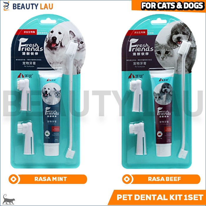 SIKAT ODOL GIGI KUCING ANJING 1SET PET TOOTHBRUSH  TOOTHPASTE SET PET DENTAL GEL PASTA GIGI KUCING ANJING