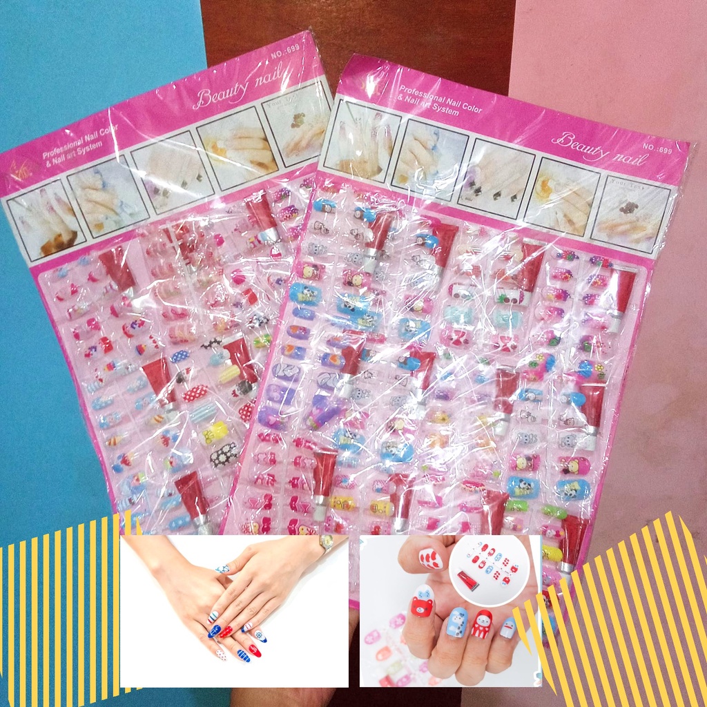 NART nail art kuku palsu sachet anak dan dewasa aksesoris