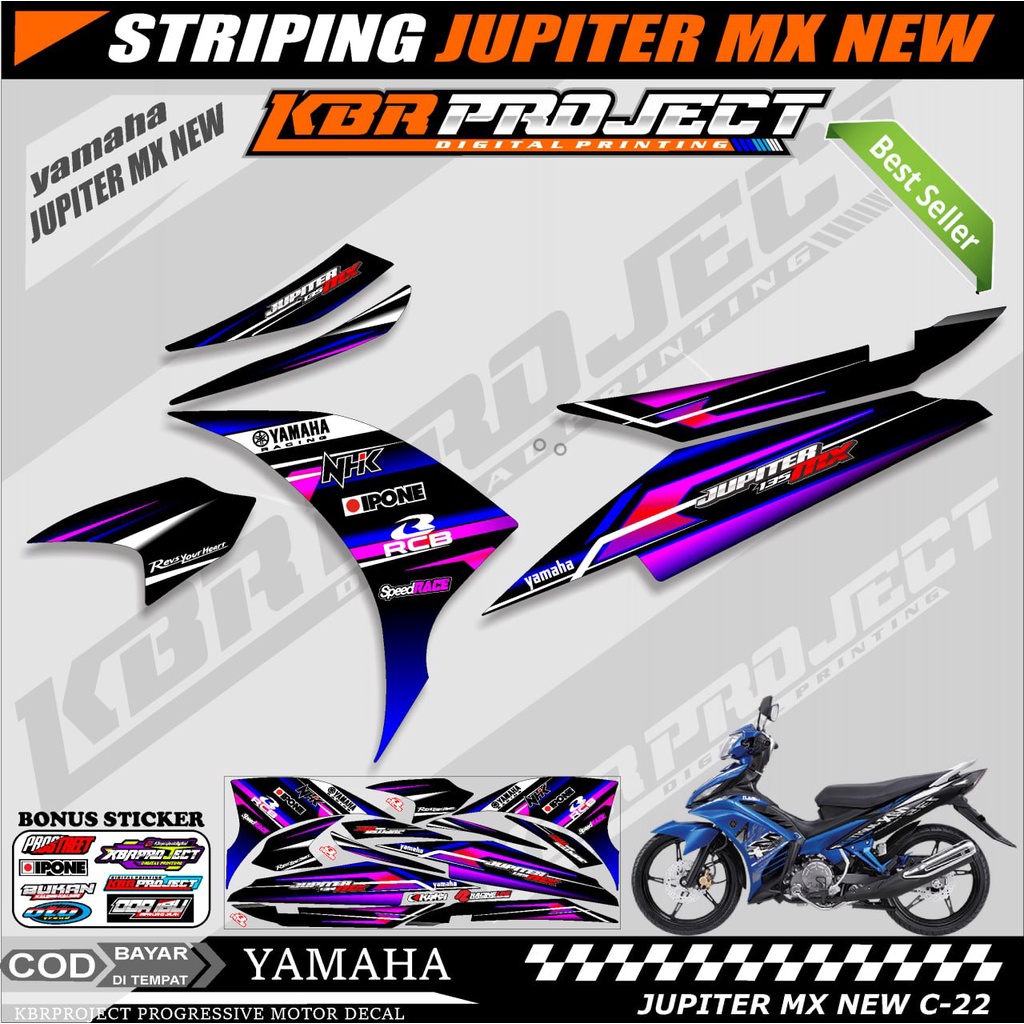 JUPITER MX NEW 2010 STIKER MOTOR KEREN Stiker Striping JUPITER MX NEW Lis Variasi YAMAHA C.22 Cod
