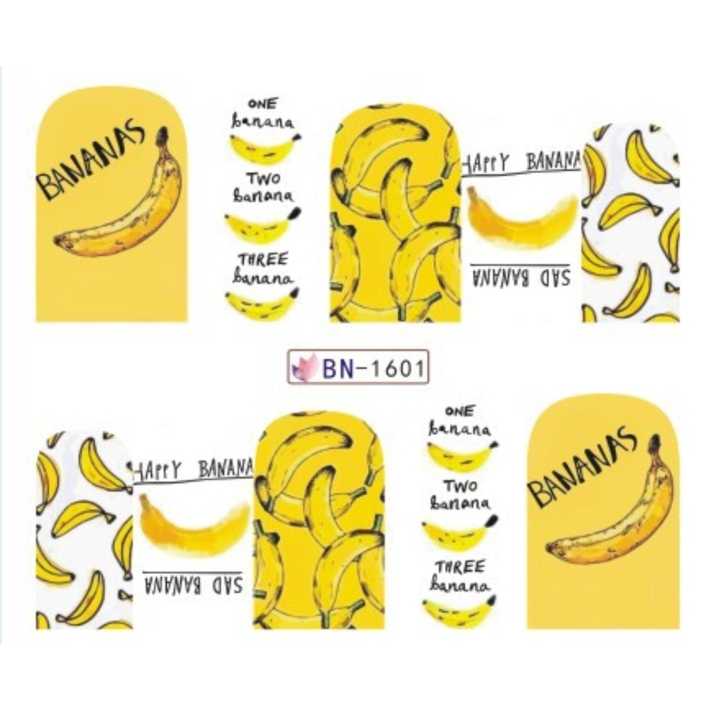 Colorful Fruits Strawberry Banana Papaya Lemon Orange Kiwi Watermelon Peach Cherry Water Decal Nail 