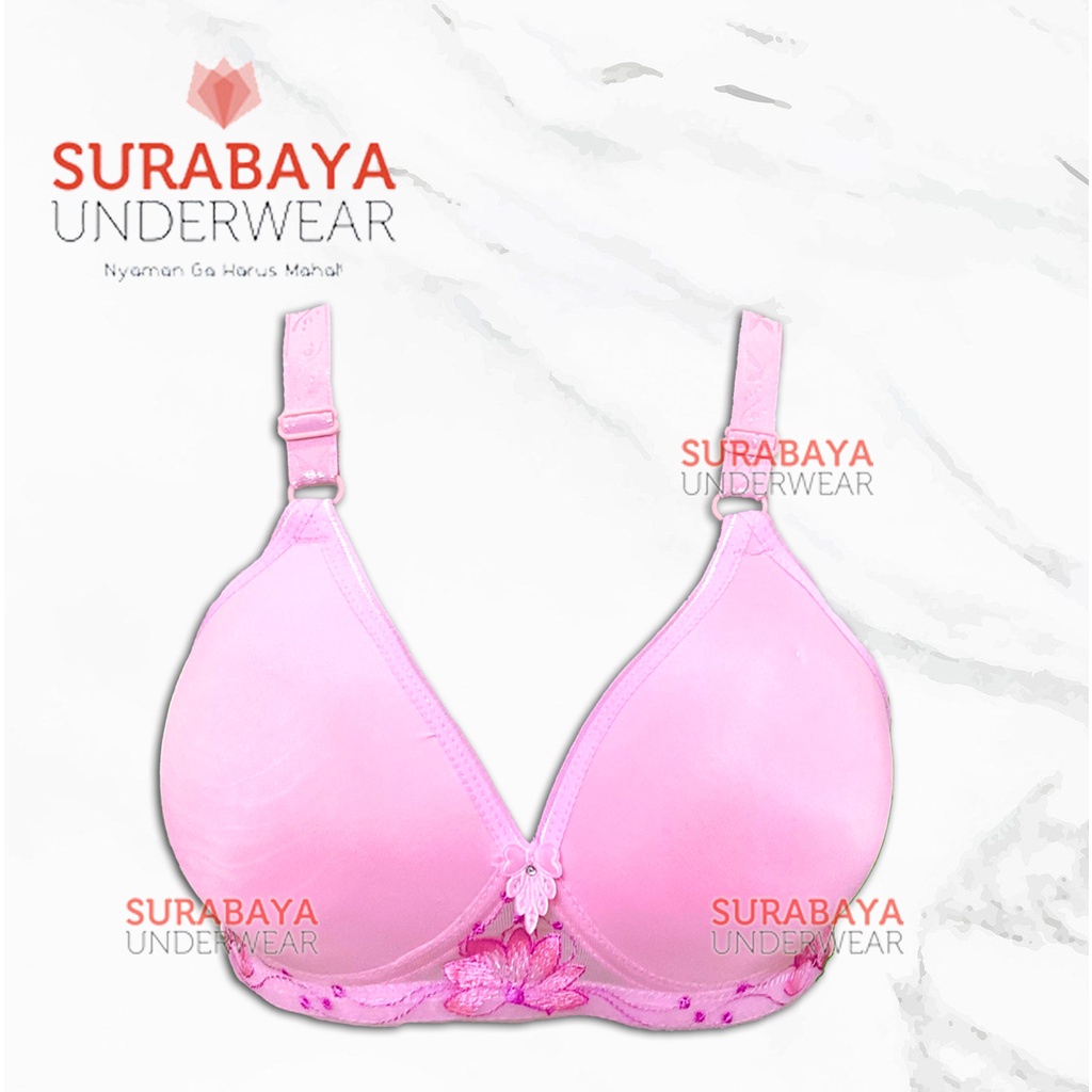 BRA / BH BRUKAT TERATAI BUSA TIPIS, TANPA KAWAT,KAIT 3 SZ 38-42