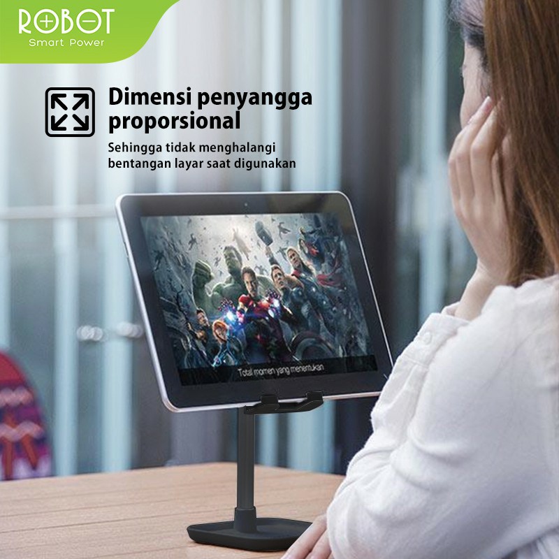 Stand Holder Adjustable ROBOT RT-US04 Dudukan HP Tablet Aluminium