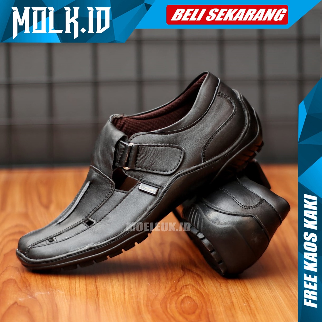 MOLK|Sepatu Slip On Kerja Pria Kulit Asli Original Pantofel Pria Hitam Trendy Masa Kini Sepatu Slop Pria Sepatu Casual Pria