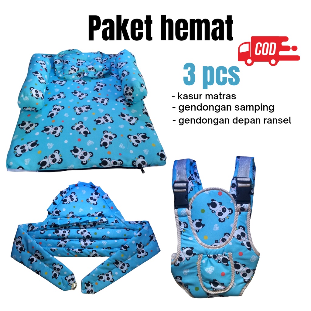 Paket hemat 3 in 1 / Kasur matras baby + gendongan dean ransel+ gendongan samping topi baby termurah