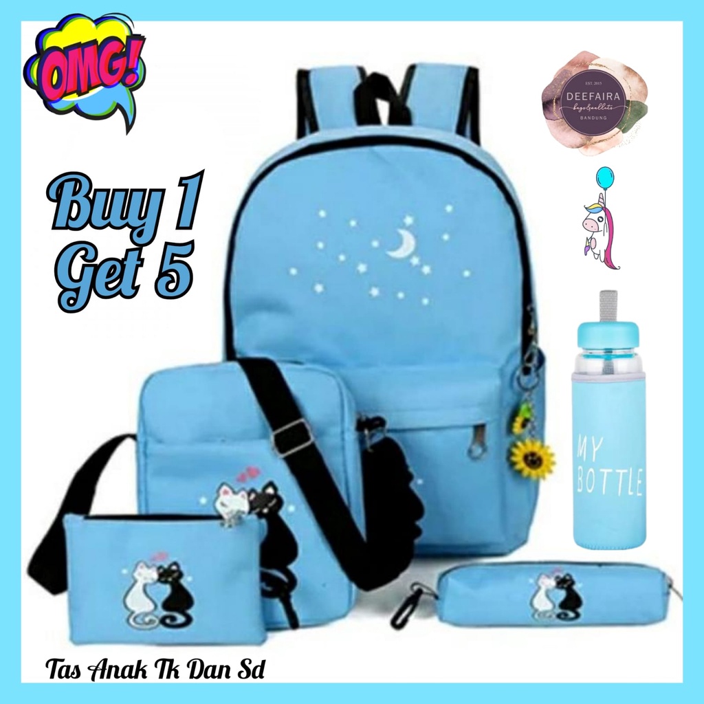 Tas Sekolah Anak TK SD Set 4in1 Bonus My Bottle