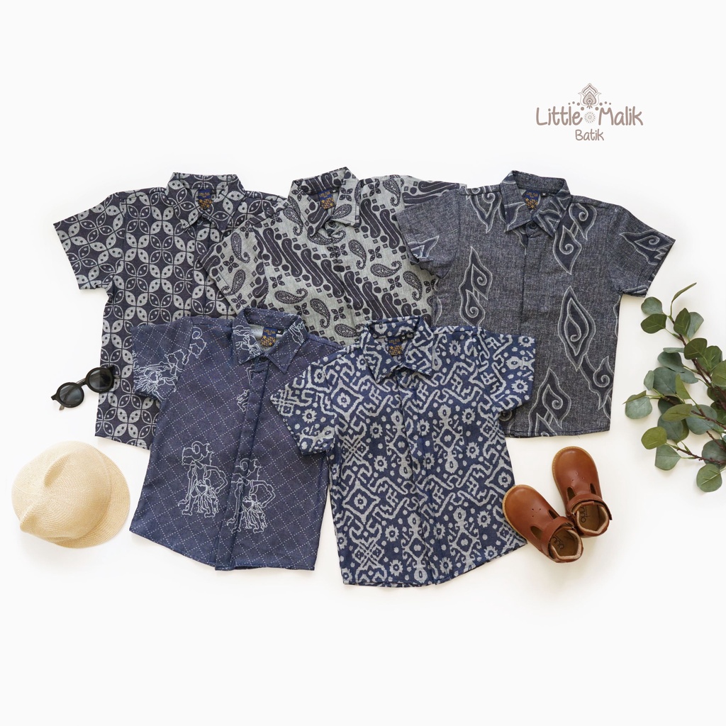 Kemeja Batik Anak Lengan Pendek By Little Malik Batik, Batik Jeans Tenun