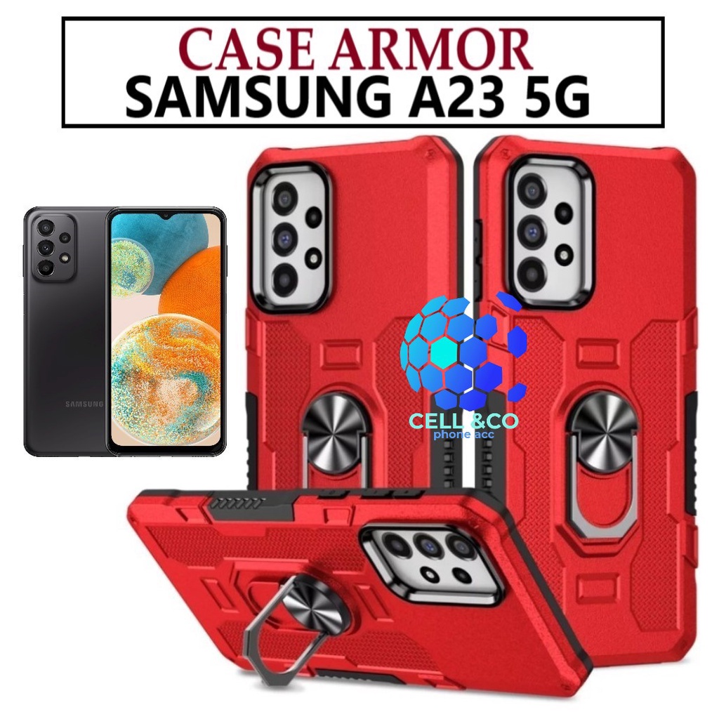 Case Armor New SAMSUNG GALAXY A23 5G Iring Cincin Magnetic Kesing Hp Protect kamera Premium Hard Case Standing Robot Pelindung Kamera