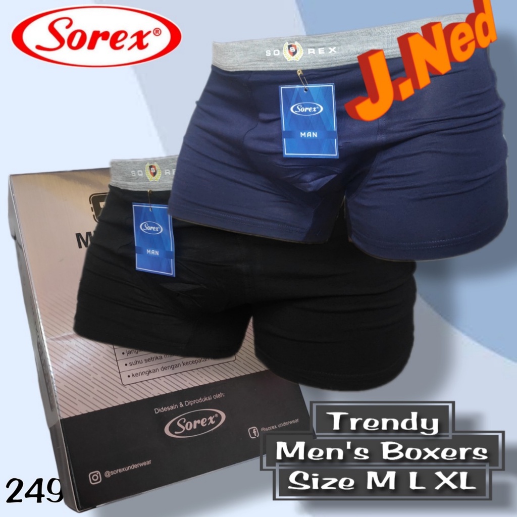 J249D PERBOX ISI 2 PCS BOXER SOREX DENGAN GAYA MODERN SIZE M - XL