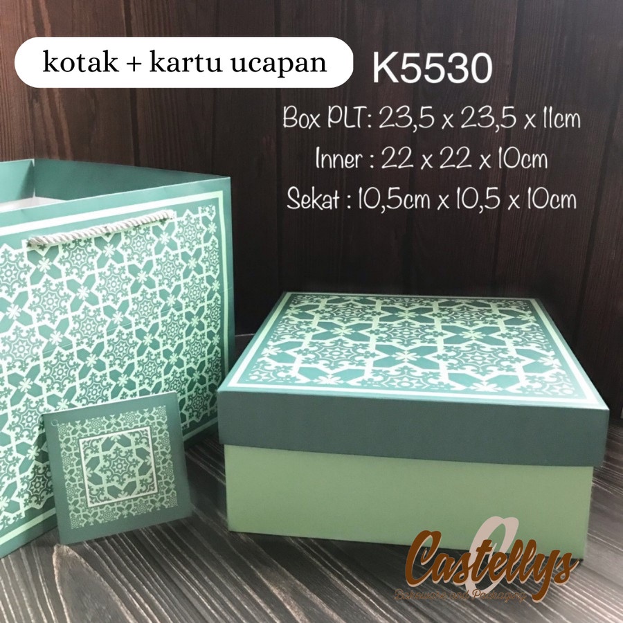 

4 Pcs K5530 Kotak Hijau Tosca Packaging Hampers Kue Lebaran Idul fitri
