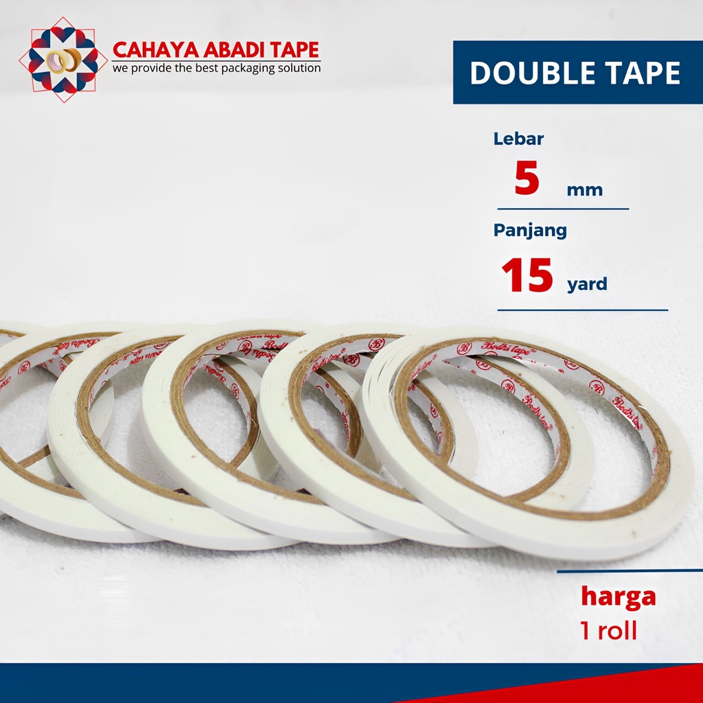 

DOUBLE TAPE BODHI 5 MM X 15 YARD PER ROLL