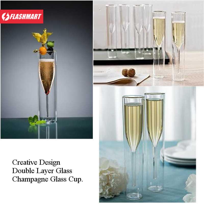 Flashmart Gelas Cangkir Double Wall Glass Model Champagne 115ml - CD1002