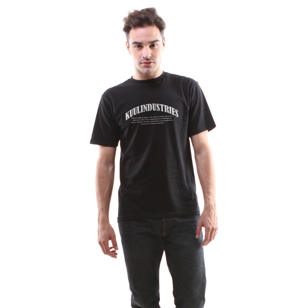 Kuul Industries -Tshirt Kaos Baju Distro Pria Cowok Laki Justify Fight Black | Cotton Katun Pria Wanita  | Kaos Oblong Sablon Lengan Pendek | StreetWear |Keren |Murah