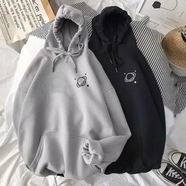 REKOMENDASI IvannaCollection Sweater Hoodie Wanita Oversize Tebal Jaket Hodie Couple Pasangan Simple