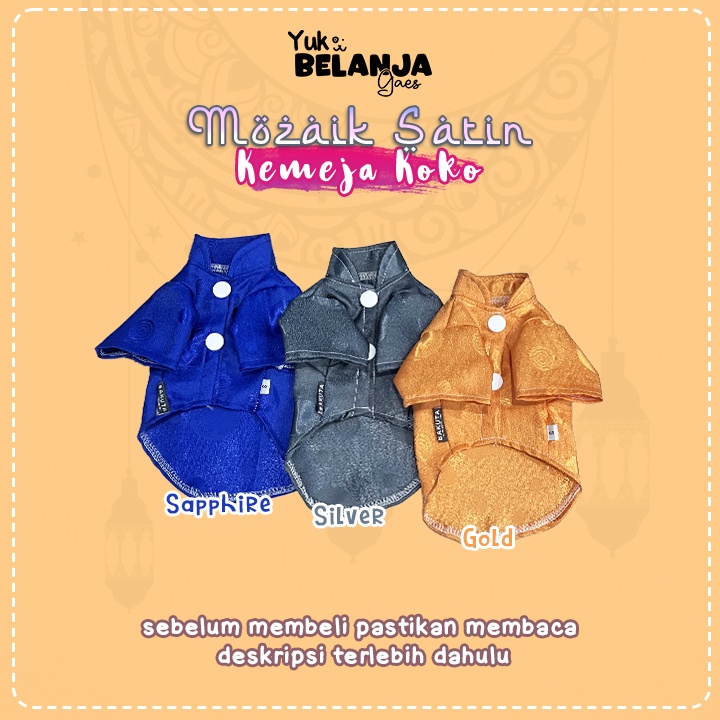 Baju Kucing Bahan Katun Kemeja Koko Mozaik Satin Series Terlucu Baju Kucing anjing kelinci Lucu murah / Baju koko Kucing Lebaran Size S-XL / Yuk Belanja Gaes!