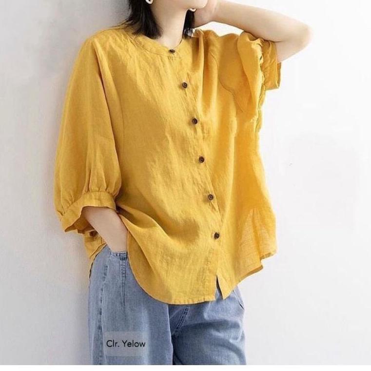 TERBARU Baju blouse wanita bahan katun linen premium