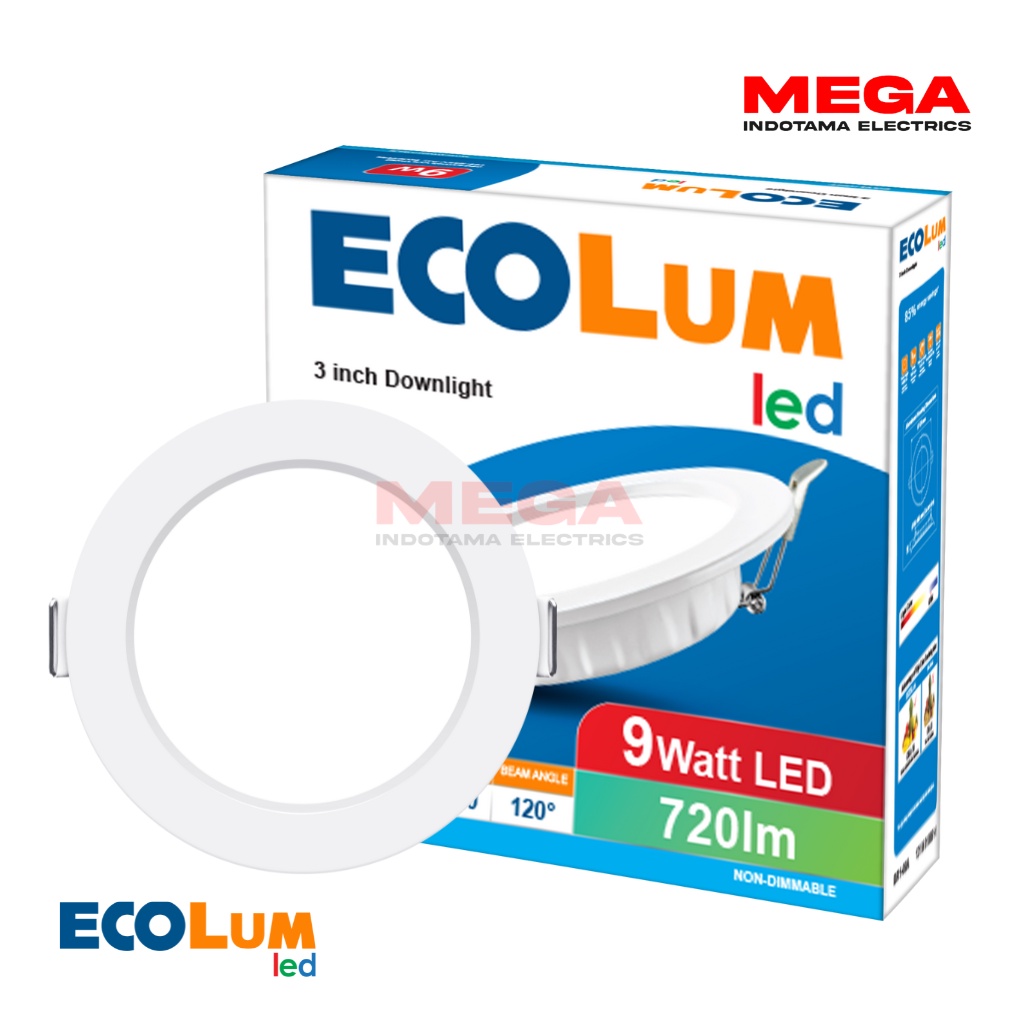 Lampu LED Slim Downlight 9w Watt 3" inch Inbow Tanam, Putih -  ECOLUM