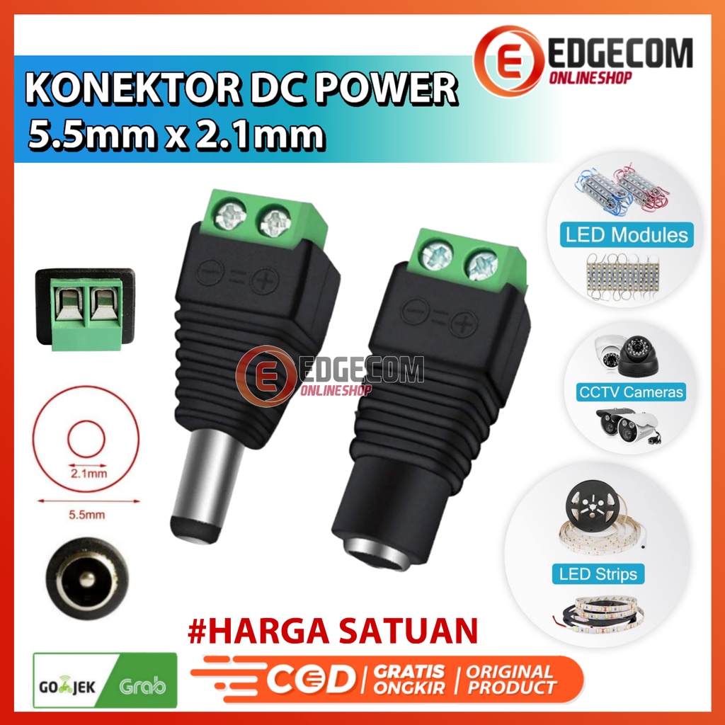 Jack DC / Jek DC Konektor DC 5.5mm power Adaptor CCTV Male  - Female