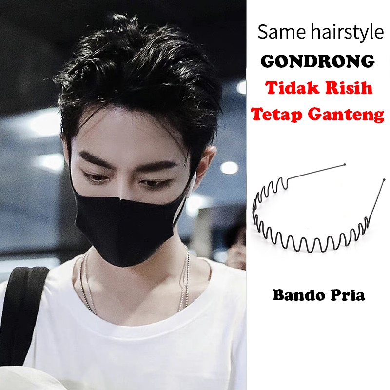 Bando Kawat Gelombang Zigzag Pria Khusus Cowok Aksesoris Ikat Rambut Gondrong Panjang