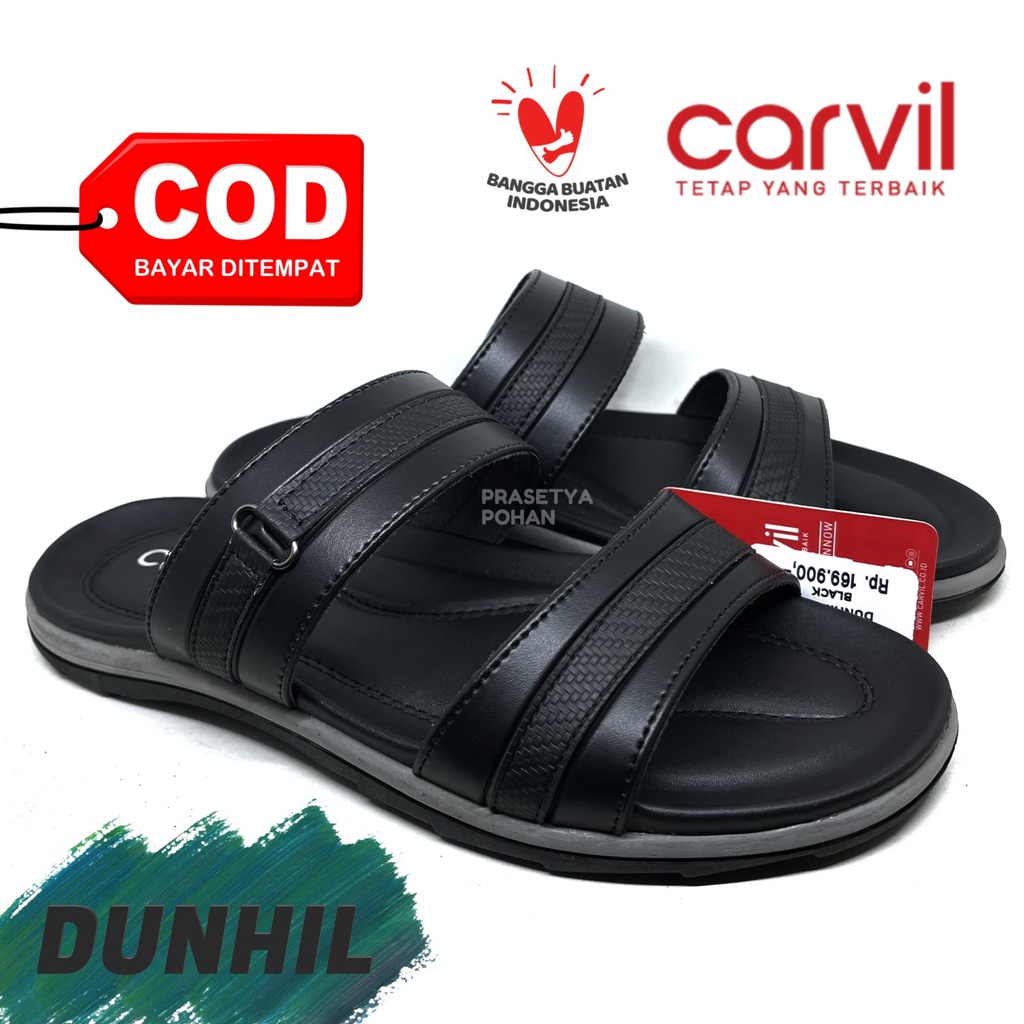 Sandal Kulit Pria Slop Carvil Original - Sendal Slide Pria Kulit Original Carvil X1