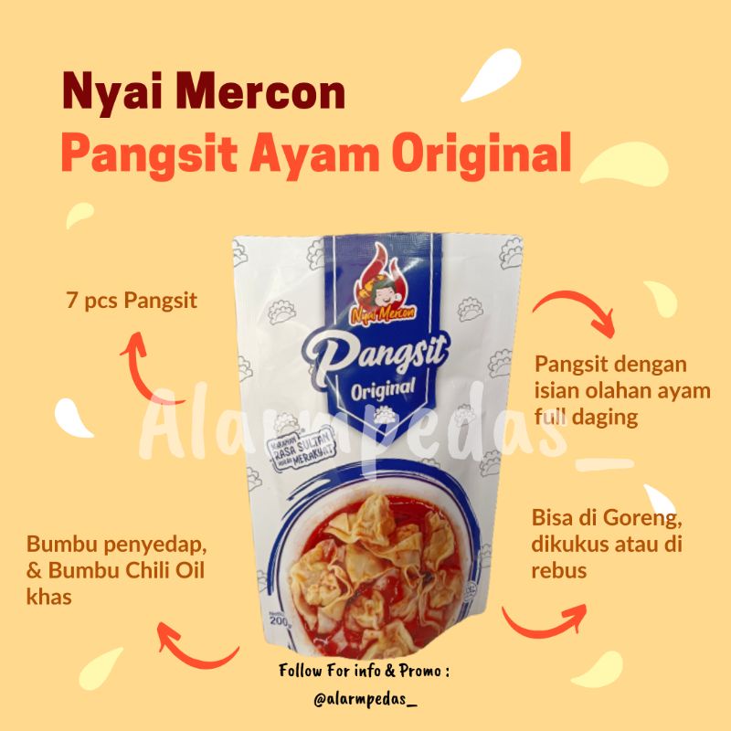 

Pangsit Original Nyai mercon, Pangsit Ayam full daging, goreng kukus kuah