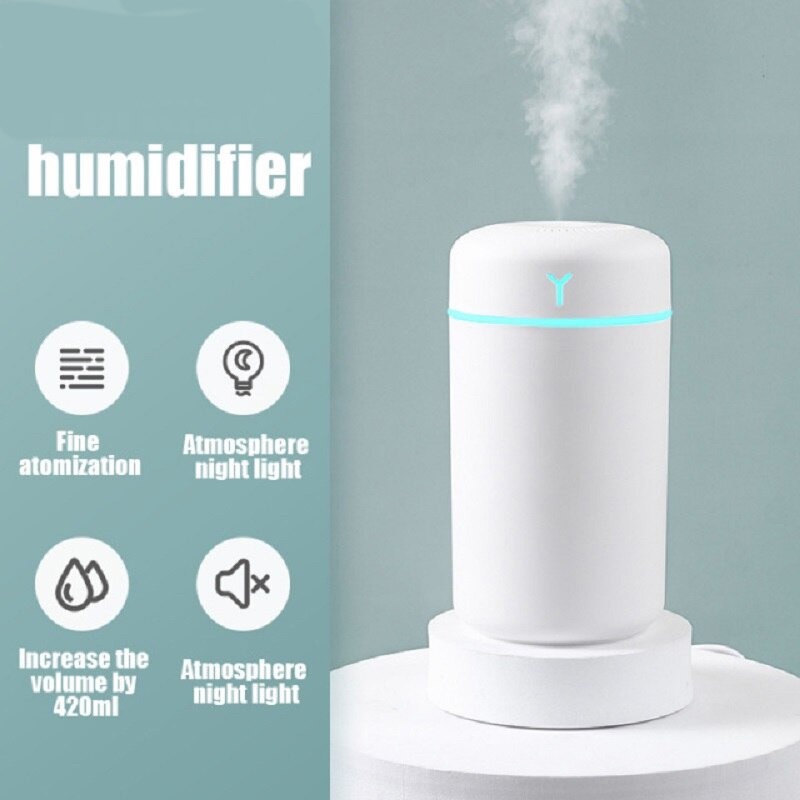 Air Humidifier Diffuser Pelembab Udara Lampu Tidur 420ml - AM-J2 - White