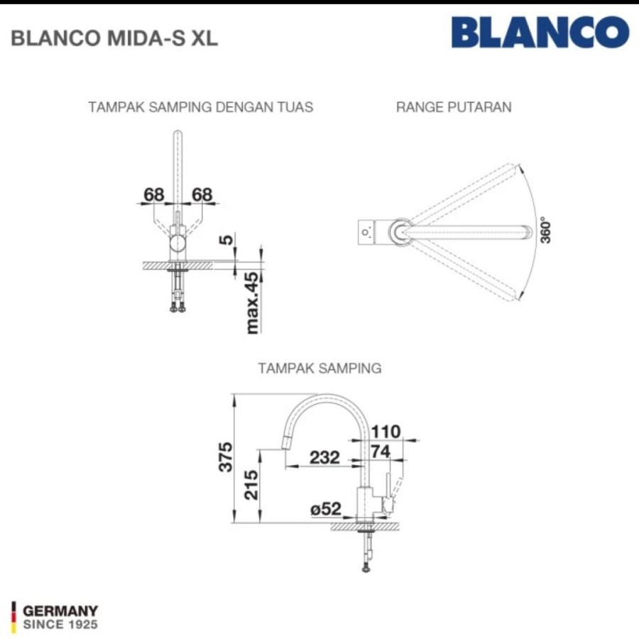 KRAN AIR BLANCO MIDA-S XL BLACK MATT ORIGINAL