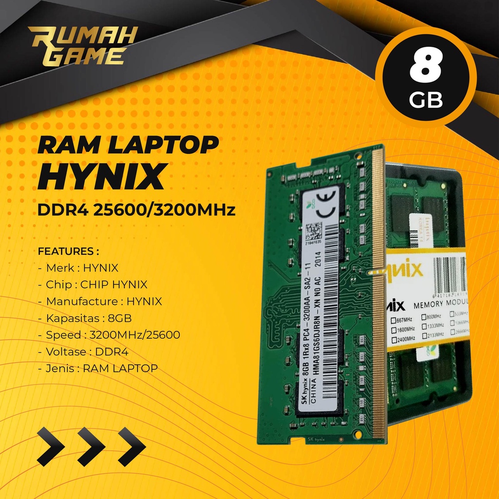 SK Hynix RAM Laptop 8GB DDR4 25600 3200Mhz Sodimm