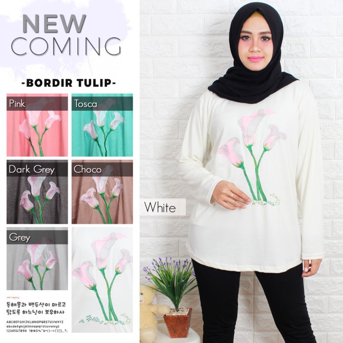 ✨LARIS✨ -kaos muslim/ blus muslim/ fashion muslim wanita bordir tulip- 1.2.23