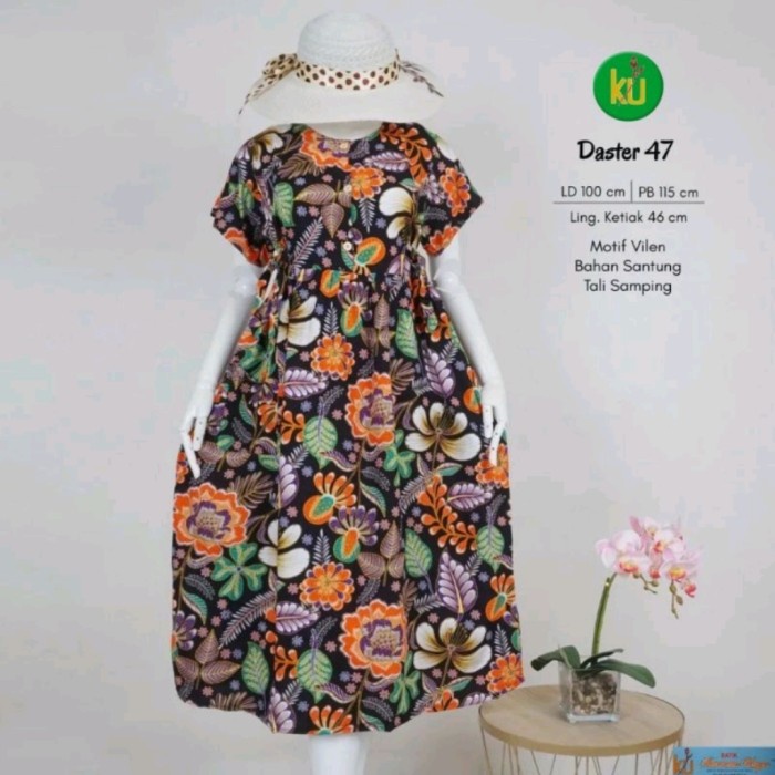 daster panjang Daster Chibi Kencana Ungu Tali Samping Model 47 KUB Label Biru Terbaru Hitam Random G