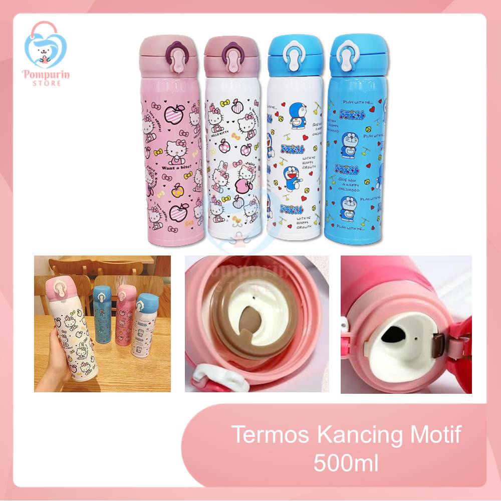 Termos air panas tutup kancing 500ml/termos kancing motif karakter