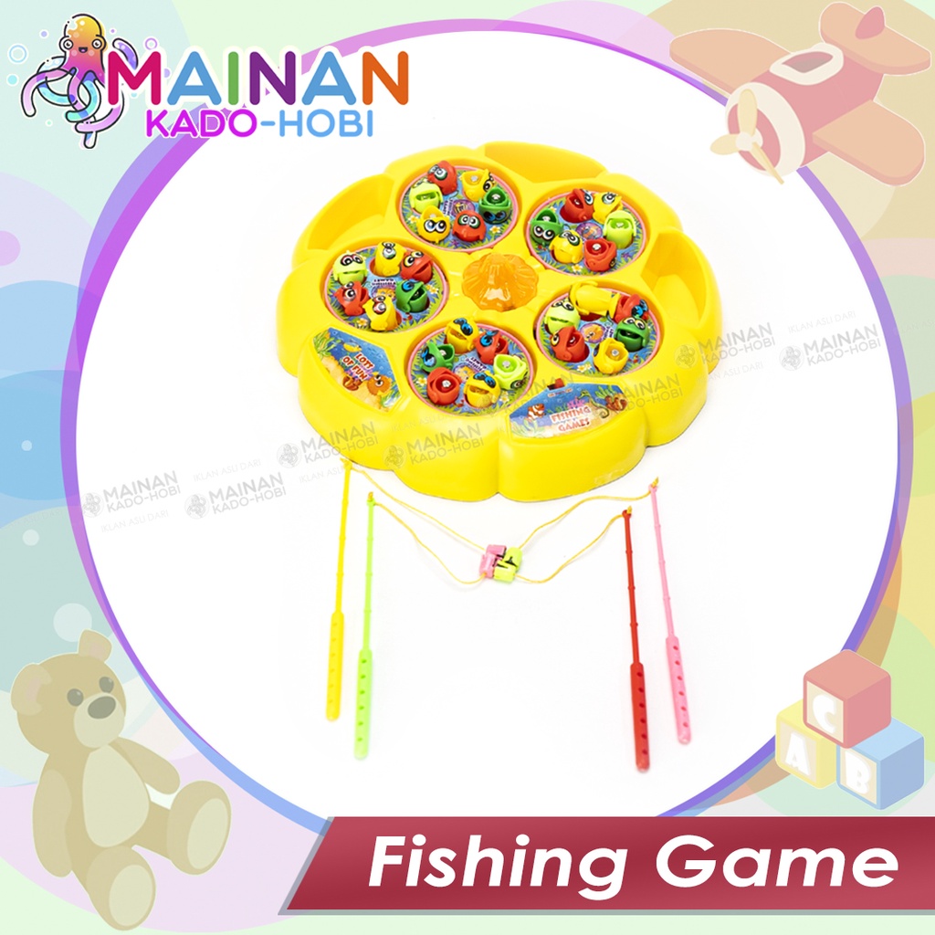 HADIAH MAINAN MOTORIK EDUKASI ANAK FISHING GAME PANCINGAN IKAN 5 KOLAM