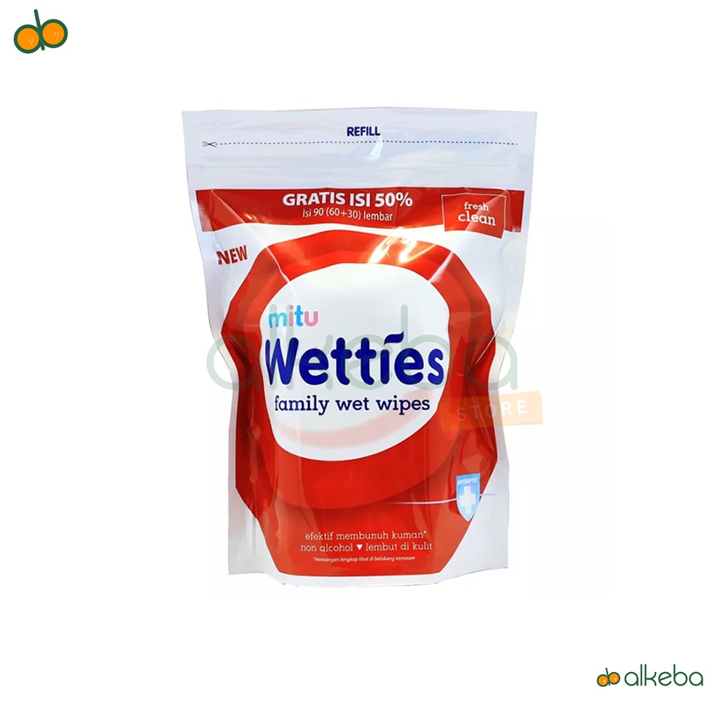 Mitu Wetties 90s Antiseptic [Refill 90'S] isi refill tisu basah