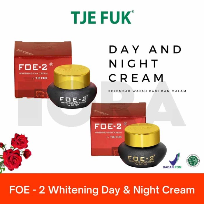 SET Tje Fuk FOE 2 Whitening DAY & NIGHT Cream 2x15g - PAKET Krim Wajah