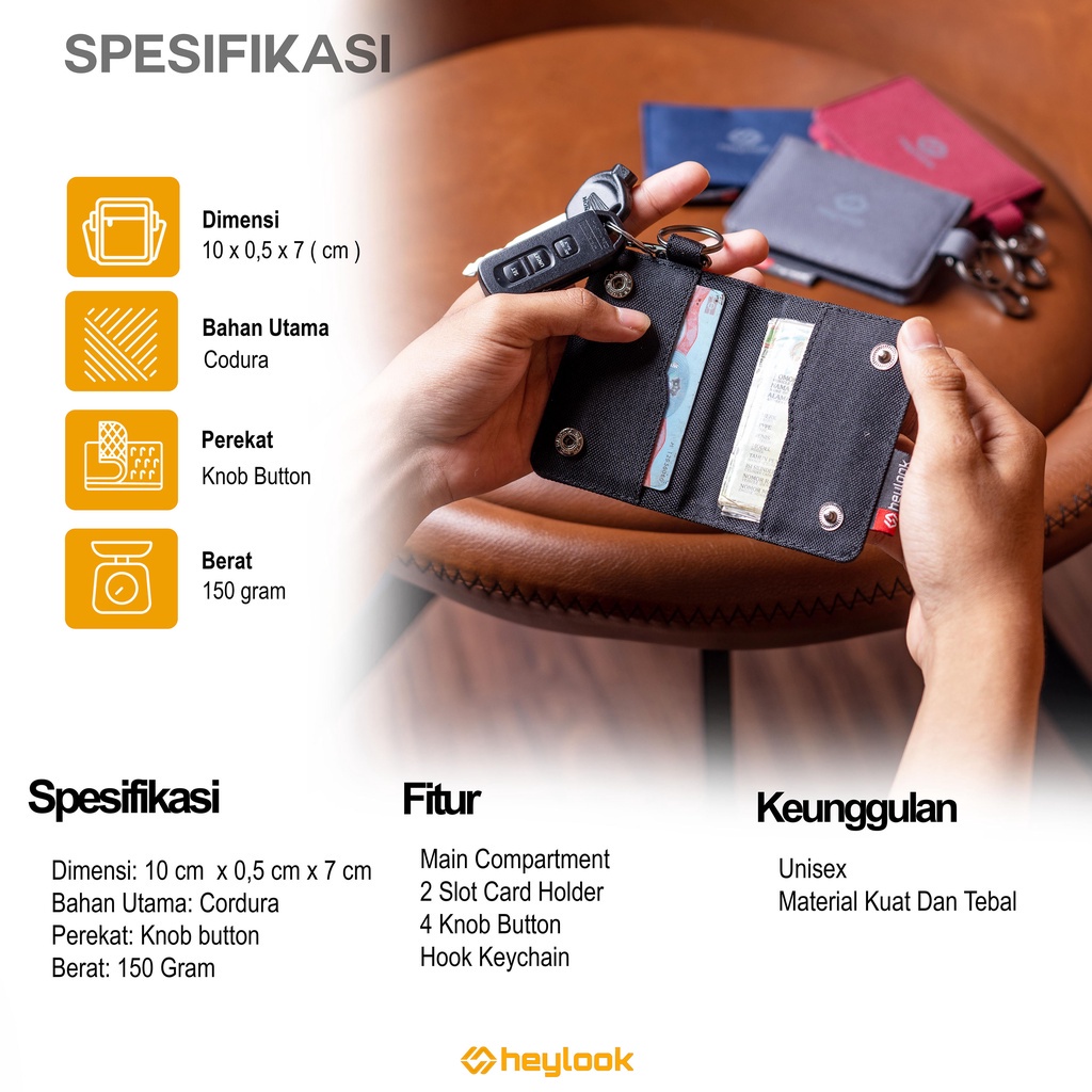 Key Wallet Gantungan Kunci Mobil Motor Stnk Etoll Dompet Kunci Kendaraan Pouch Case Key -   HITAM